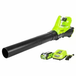 GreenWorks 2400802 40-Volt 390-Cfm 2.5Ah Durable Cordless Axial Leaf Blower Kit Lawn & Outdoor Power