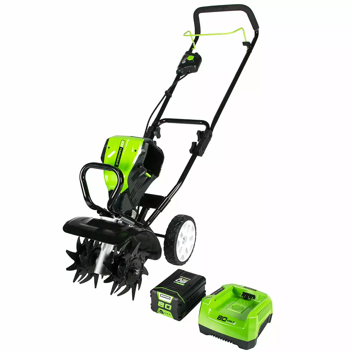 Lawn & Outdoor Power GreenWorks TL80L210 80-Volt 10-Inch Heavy Duty Cordless Tiller Kit- 2800302 3 Lawn & Outdoor Power GreenWorks TL80L210 80-Volt 10-Inch Heavy Duty Cordless Tiller Kit- 2800302