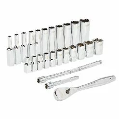 Milwaukee 48-22-9404 1/4-Inch Drive Durable SAE Ratchet And Socket Set - 26pc