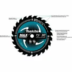 Makita B-61656-3 7-1/4" 24T Carbide Tipped Efficient Circular Saw Blade - 3 Pk Power Tools 16 Makita B-61656-3 7-1/4