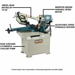 Baileigh 1001396 BS-250M 110V 8" Horizontal Metal Mitering Head Band Saw Tools & Equipment