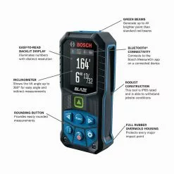 Tools & Equipment Bosch GLM165-27CGL 165' BLAZE Ergonomic Cordless Green Laser Measure W/Bluetooth