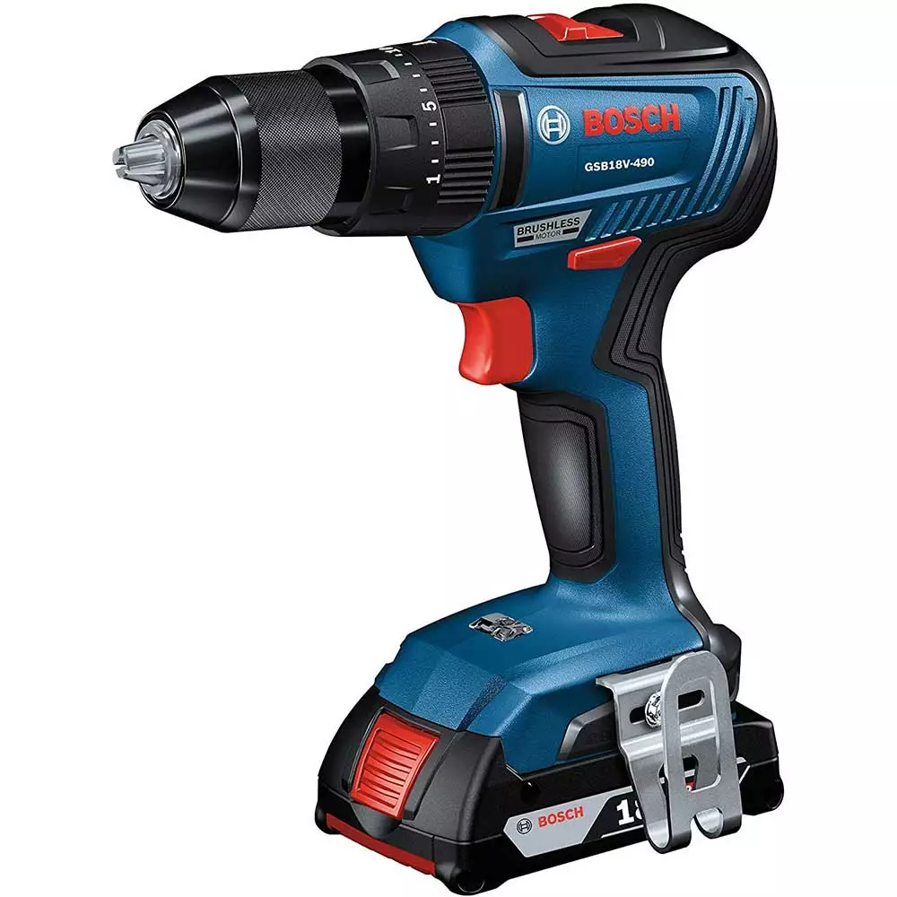 Bosch GSB18V-490B12 18V Brushless Hammer Drill/Driver Kit W/ SlimPack Battery Tools & Equipment 5 Bosch GSB18V-490B12 18V Brushless Hammer Drill/Driver Kit W/ SlimPack Battery Tools & Equipment