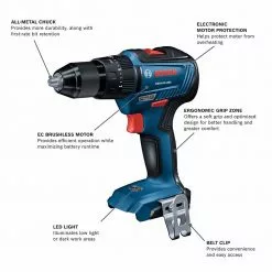 Tools & Equipment Bosch GSB18V-490N 18V 1/2" EC Brushless Hammer Drill/Driver - Bare Tool 9 Tools & Equipment Bosch GSB18V-490N 18V 1/2