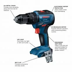 Tools & Equipment Bosch GSB18V-490N 18V 1/2" EC Brushless Hammer Drill/Driver - Bare Tool 10 Tools & Equipment Bosch GSB18V-490N 18V 1/2