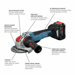 Bosch GWX18V-50PCB14 18V 4-1/2"-5" X-LOCK Angle Grinder W/Performance Battery