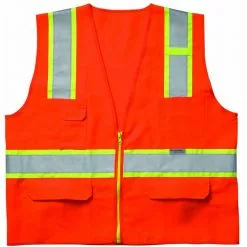 Custom Leather Craft Safety & Work Gear Custom Leathercraft SV233X Surveyor's Vest Class 2 Orange 3X-Large