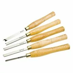 Shop Fox D4067 Double Bevel Beading Scraper HSS Lathe Chisel Set W/ Case, 5pc Tools & Equipment