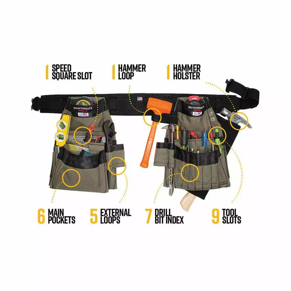 DIAMONDBACK DB5-14-OV-XL Ranger Green Artisan Tool Belt Extra Large Tools & Equipment 5 DIAMONDBACK DB5-14-OV-XL Ranger Green Artisan Tool Belt Extra Large Tools & Equipment