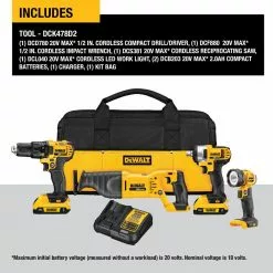 DeWALT DCK478D2 20V MAX Cordless 4 Tool Combo Kit W/ 2 - 2.0AH Battery / Charger