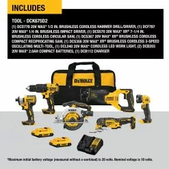 Tools & Equipment DeWALT DCK675D2 20V Brushless 6 Tool Combo Kit W/ 2 - 2.0AH Battery / Charger
