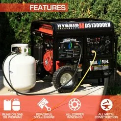 Dual Fuel Generators DuroStar DS13000EH 13000 Watt 500cc Dual Fuel Portable Generator