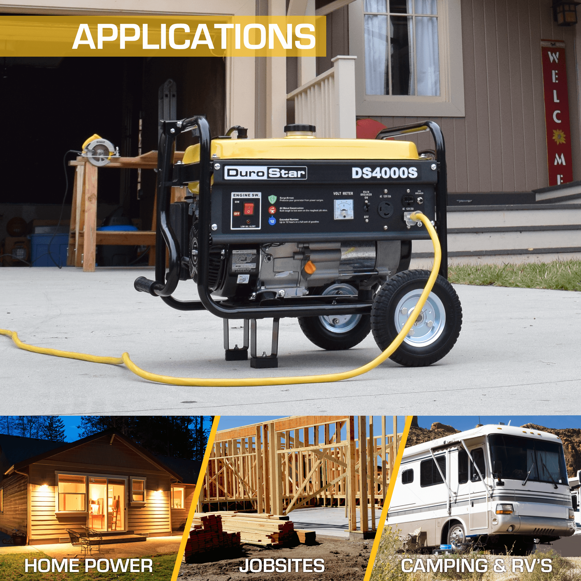 DuroStar DS4000S 4000-Watt 208cc Air Cooled OHV Gas Engine Portable RV Generator Gasoline Generators 5 DuroStar DS4000S 4000-Watt 208cc Air Cooled OHV Gas Engine Portable RV Generator Gasoline Generators