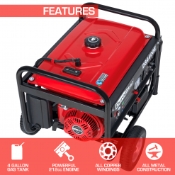 DuroStar DS4400E 4400-Watt 212cc Electric Start OHV Gas Generator W/Wheel Kit