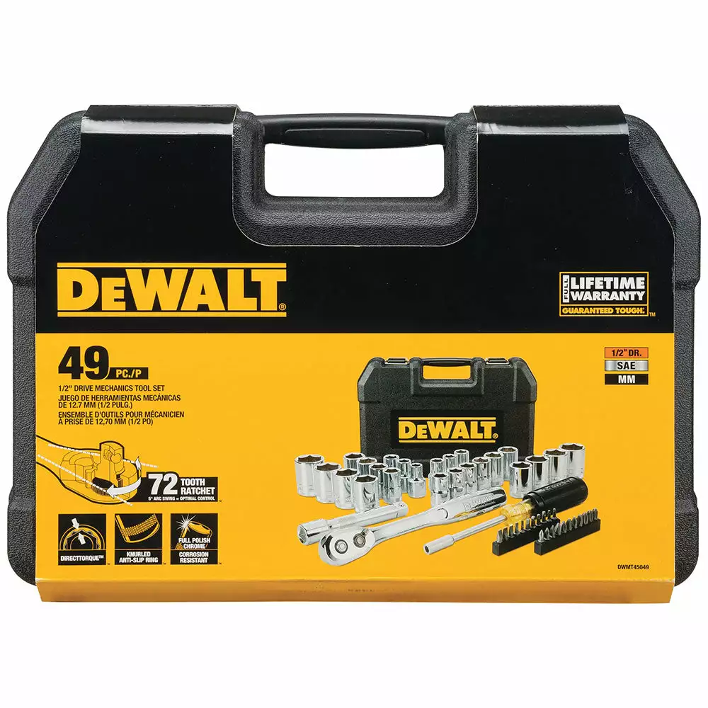 DeWALT DWMT45049 1/2’’ Mechanics Nano Bit Tool Set, Polished Chrome (49 PC) Hand Tools 4 DeWALT DWMT45049 1/2’’ Mechanics Nano Bit Tool Set, Polished Chrome (49 PC) Hand Tools