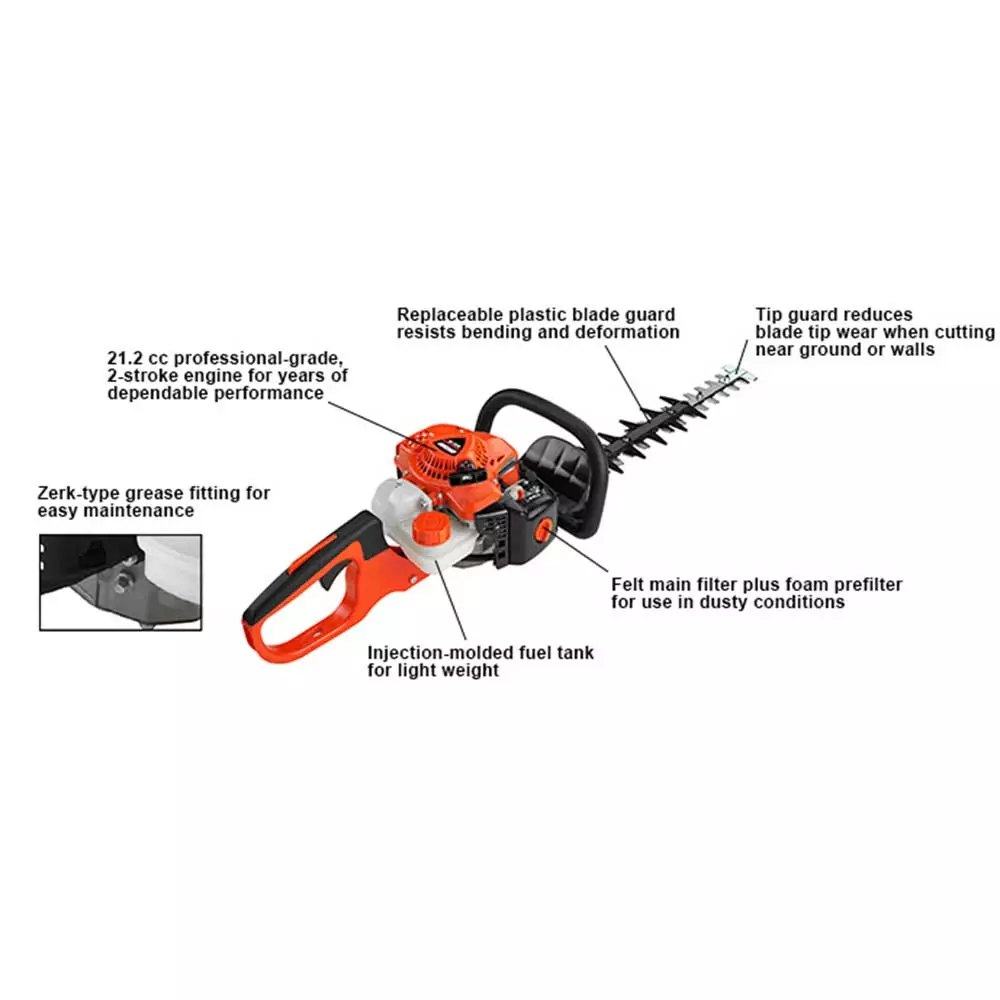 Echo HC-2020AA 21.2cc 20" 2 Stroke Gas Double Sided Durable Hedge Clipper 4 Echo HC-2020AA 21.2cc 20" 2 Stroke Gas Double Sided Durable Hedge Clipper