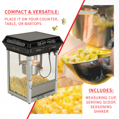FunTime FT421CB 4oz Black Bar Table Top Popcorn Popper Maker Machine