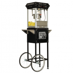 FunTime FT454CB 4oz Black Popcorn Popper Machine Maker Cart Vintage Style Home Goods