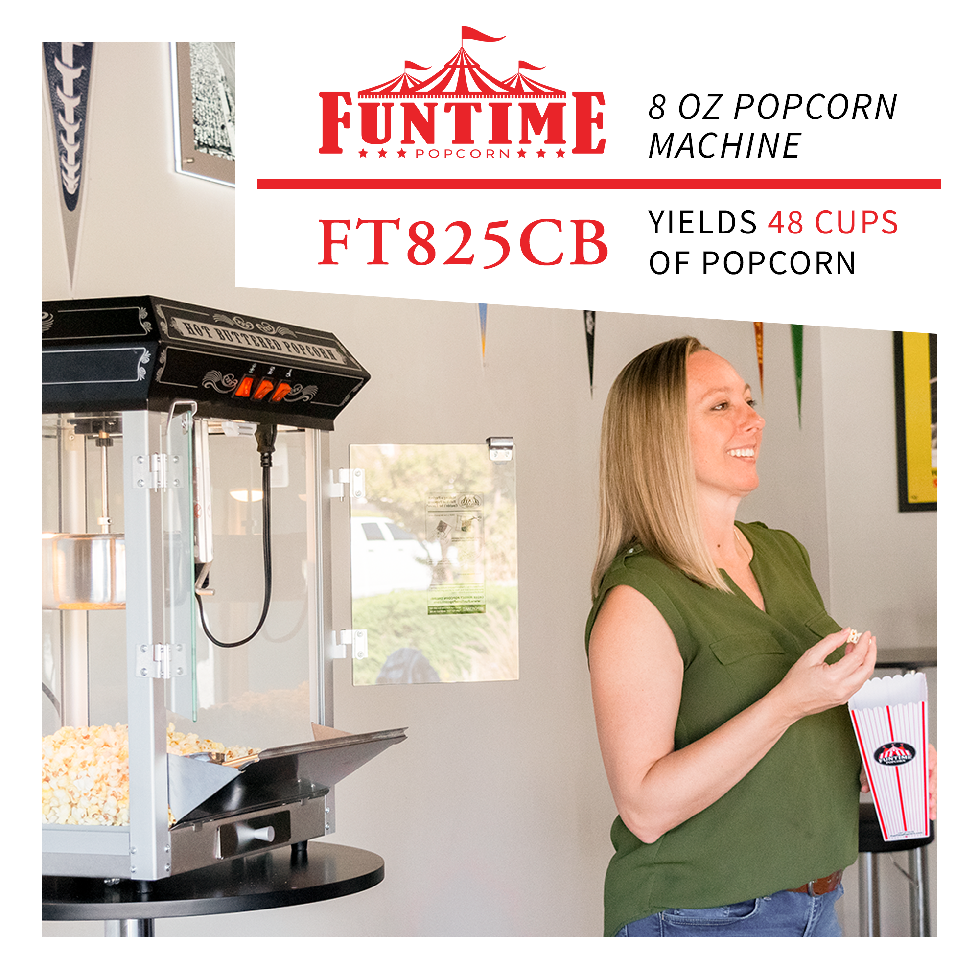 FunTime FT825CB 8oz Black Bar Table Top Popcorn Popper Maker Machine 4 FunTime FT825CB 8oz Black Bar Table Top Popcorn Popper Maker Machine