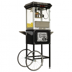 FunTime FT860CB 8oz Premium Black Popcorn Popper Machine Maker Cart Vintage Home Goods