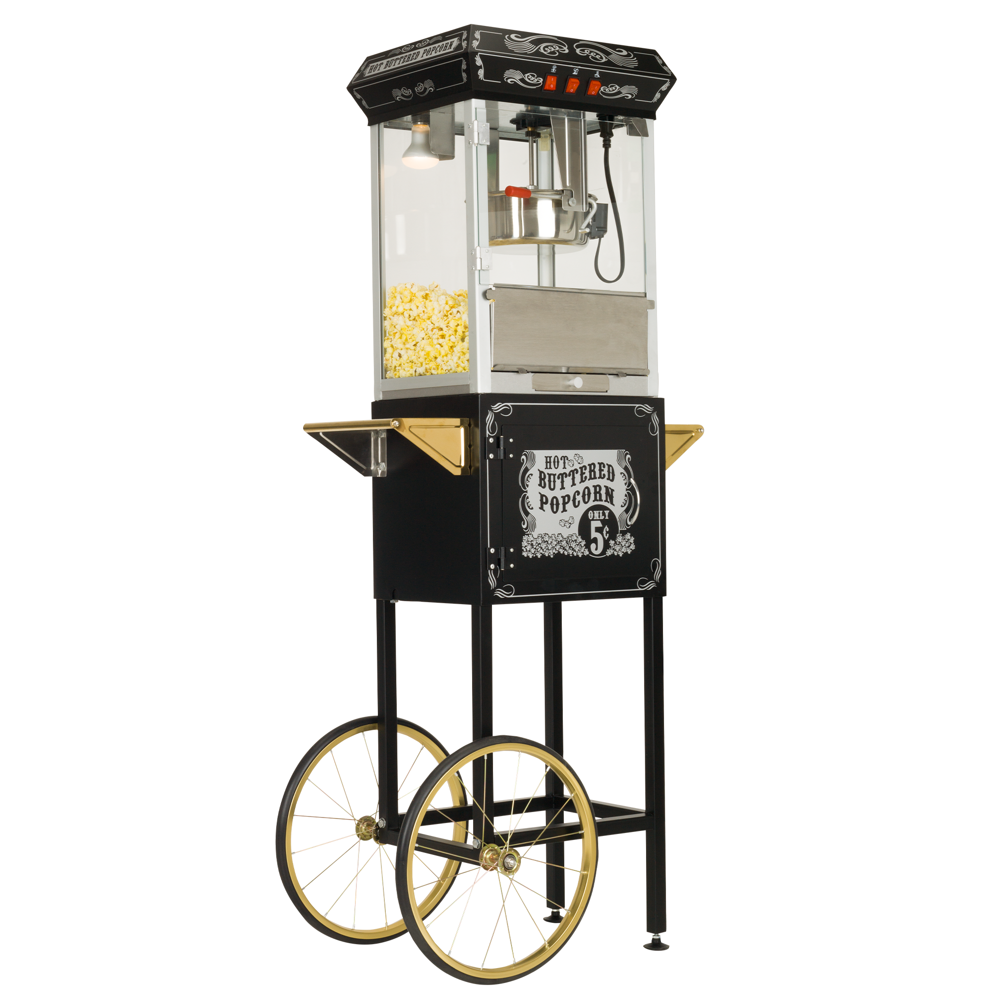 FunTime FT862CBG 8oz Black Popcorn Popper Machine Maker Cart Vintage Style 3 FunTime FT862CBG 8oz Black Popcorn Popper Machine Maker Cart Vintage Style