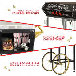 FunTime FT862CBG 8oz Black Popcorn Popper Machine Maker Cart Vintage Style 31 FunTime FT862CBG 8oz Black Popcorn Popper Machine Maker Cart Vintage Style