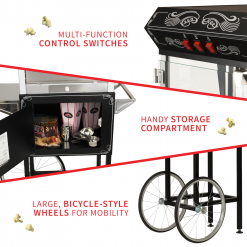 FunTime FT862CB 8oz Black Popcorn Popper Machine Maker Cart Vintage Style 31 FunTime FT862CB 8oz Black Popcorn Popper Machine Maker Cart Vintage Style