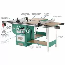 Grizzly G0651 220V 10 Inch 3 HP 220V Heavy Duty Cabinet Table Saw Riving Knife Tools & Equipment