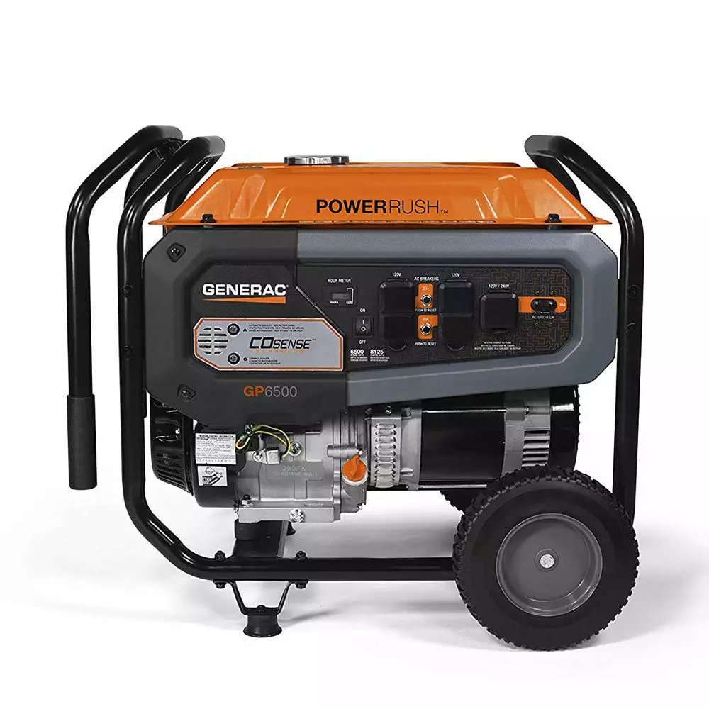 Gasoline Generators Generac 7683 6500W 120/240V GP6500 Gasoline Powered Portable Generator CO-SENSE 4 Gasoline Generators Generac 7683 6500W 120/240V GP6500 Gasoline Powered Portable Generator CO-SENSE