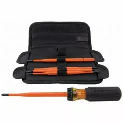 Klein 32288 8 In 1 Insulated Interchangeable Screwdriver Set W/ Carrying Pouch