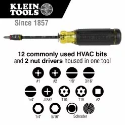 Klein 32304 14-in-1 HVAC Adjustable-Length Impact Screwdriver W/ Flip Socket Tools & Equipment