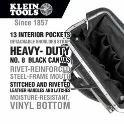 Tools & Equipment Klein 510216SPBLK 16 Inch Deluxe Black Canvas Tool Bag