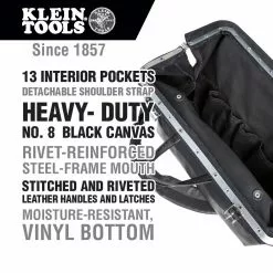 Klein 510218SPBLK 18 Inch Deluxe Black Canvas Tool Bag Tools & Equipment