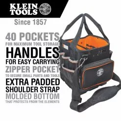 Klein 554161014 10" 40 Pockets Tool Bag Tradesman Pro Tool Tote Tools & Equipment