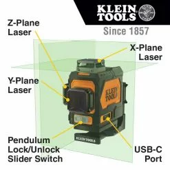 Tools & Equipment Klein 93PLL Cordless Rechargeable Li-Ion Self-Leveling Green Planar Laser Level 15 Tools & Equipment Klein 93PLL Cordless Rechargeable Li-Ion Self-Leveling Green Planar Laser Level