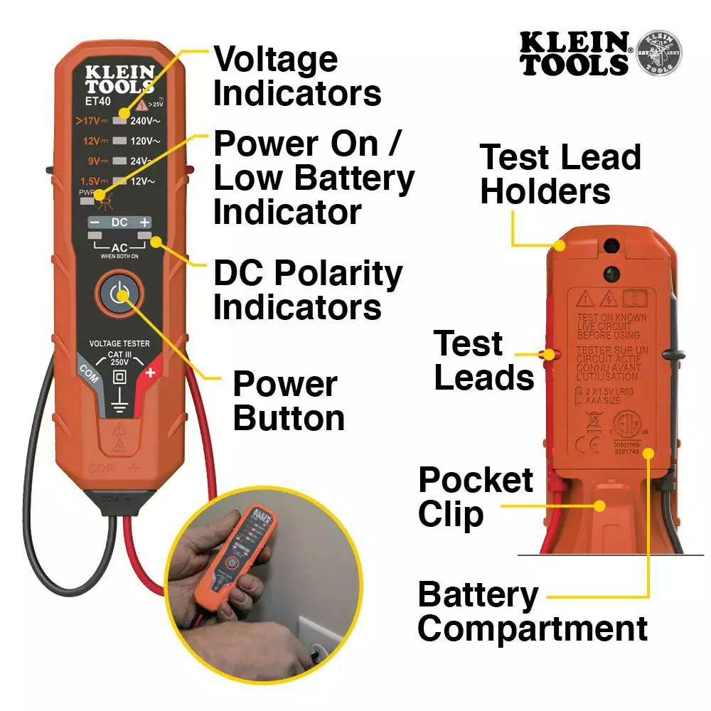 Klein CL120VP AC/DC Voltage Clamp Meter Electrical Test Kit W/LCD 8 Klein CL120VP AC/DC Voltage Clamp Meter Electrical Test Kit W/LCD