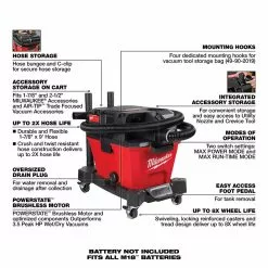 Milwaukee 0910-20SK8 M18 FUEL 6 Gallon Wet/Dry Vacuum W/ 8.0Ah Battery Kit Tools & Equipment