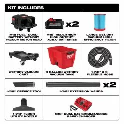 Milwaukee 0920-22HD M18 FUEL 9 Gallon Dual-Battery Wet/Dry Vacuum Kit Tools & Equipment