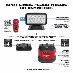 Milwaukee 2123-21HD M18 Utility Remote Control Search Light Kit W/ Portable Base Tools & Equipment