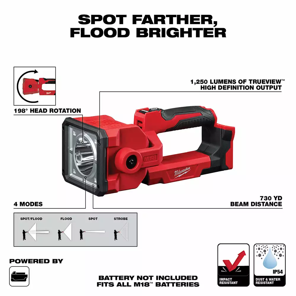 Milwaukee 2354-20 M18 18V LED Cordless Portable Compact Search Light - Bare Tool Tools & Equipment 4 Milwaukee 2354-20 M18 18V LED Cordless Portable Compact Search Light - Bare Tool Tools & Equipment
