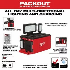 Tools & Equipment Milwaukee 2357-20 M18 18V PACKOUT 3000 Lumen Multi-Directional Light/Charger 15 Tools & Equipment Milwaukee 2357-20 M18 18V PACKOUT 3000 Lumen Multi-Directional Light/Charger