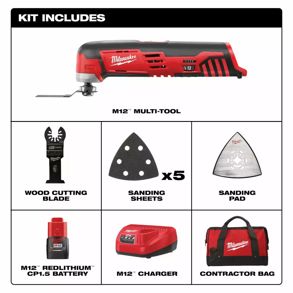 Tools & Equipment Milwaukee 2426-21 M12 12V Lithium-Ion Multi-Tool Kit 4 Tools & Equipment Milwaukee 2426-21 M12 12V Lithium-Ion Multi-Tool Kit