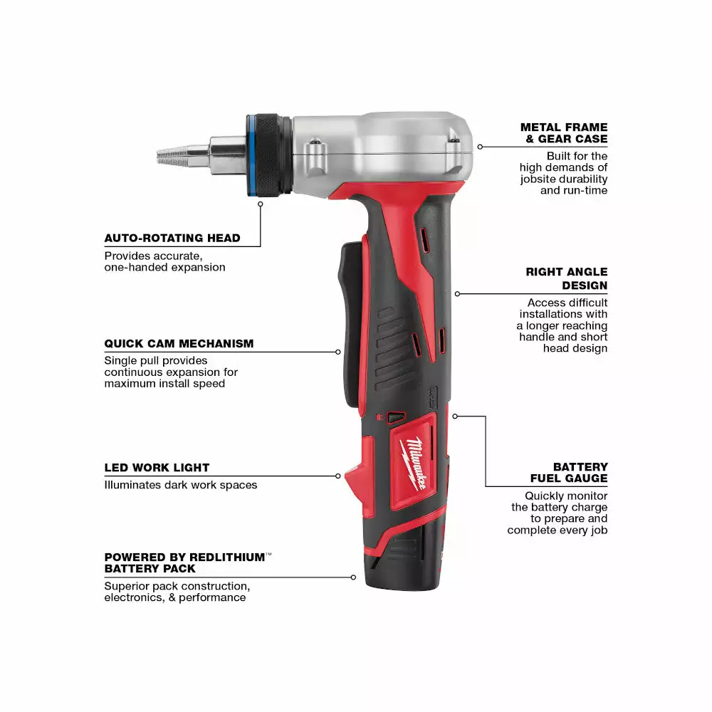 Milwaukee 2432-20 M12 12V Propex Expansion Tool - Bare Tool 8 Milwaukee 2432-20 M12 12V Propex Expansion Tool - Bare Tool