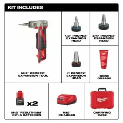 Milwaukee 2432-22 M12 12V Lithium-Ion Propex Expansion Tool Kit Tools & Equipment