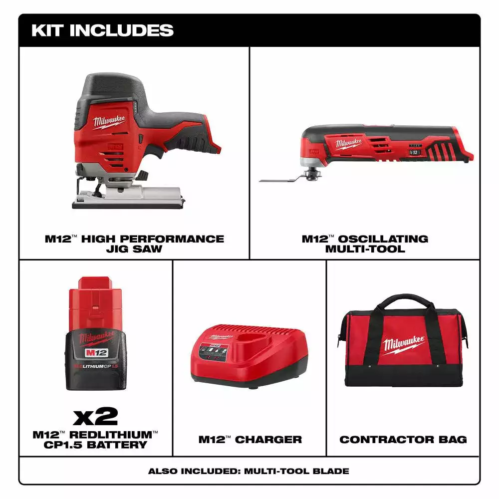 Milwaukee 2445-22MT M12 Cordless Lithium-Ion Oscillating 2 Tool Combo Kit Tools & Equipment 4 Milwaukee 2445-22MT M12 Cordless Lithium-Ion Oscillating 2 Tool Combo Kit Tools & Equipment