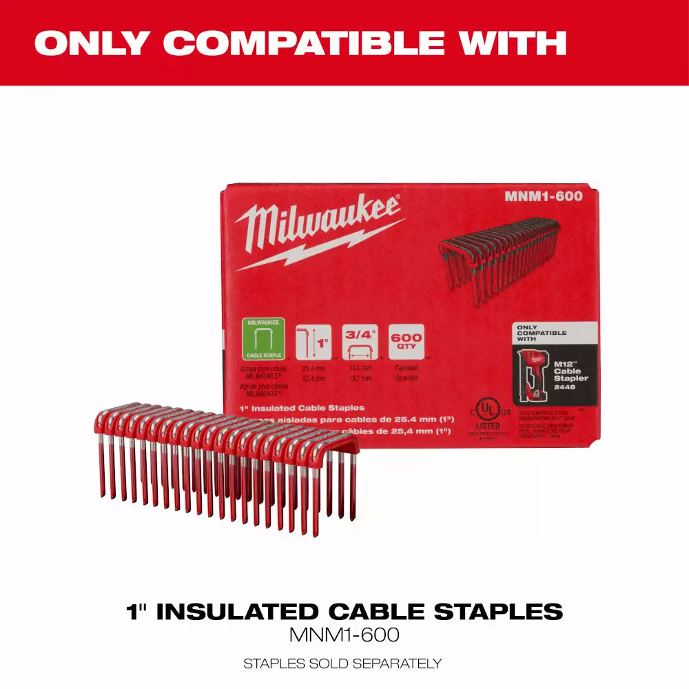 Milwaukee 2448-21 M12 12V Cordless Li-Ion Brushed Cable Stapler Kit Tools & Equipment 8 Milwaukee 2448-21 M12 12V Cordless Li-Ion Brushed Cable Stapler Kit Tools & Equipment