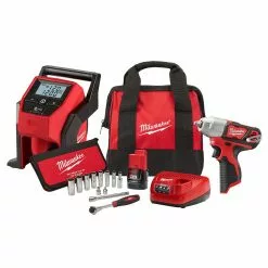 Milwaukee 2463-21RS M12 12V 3/8" Cordless Impact Wrench And Inflator Combo Kit Tools & Equipment
