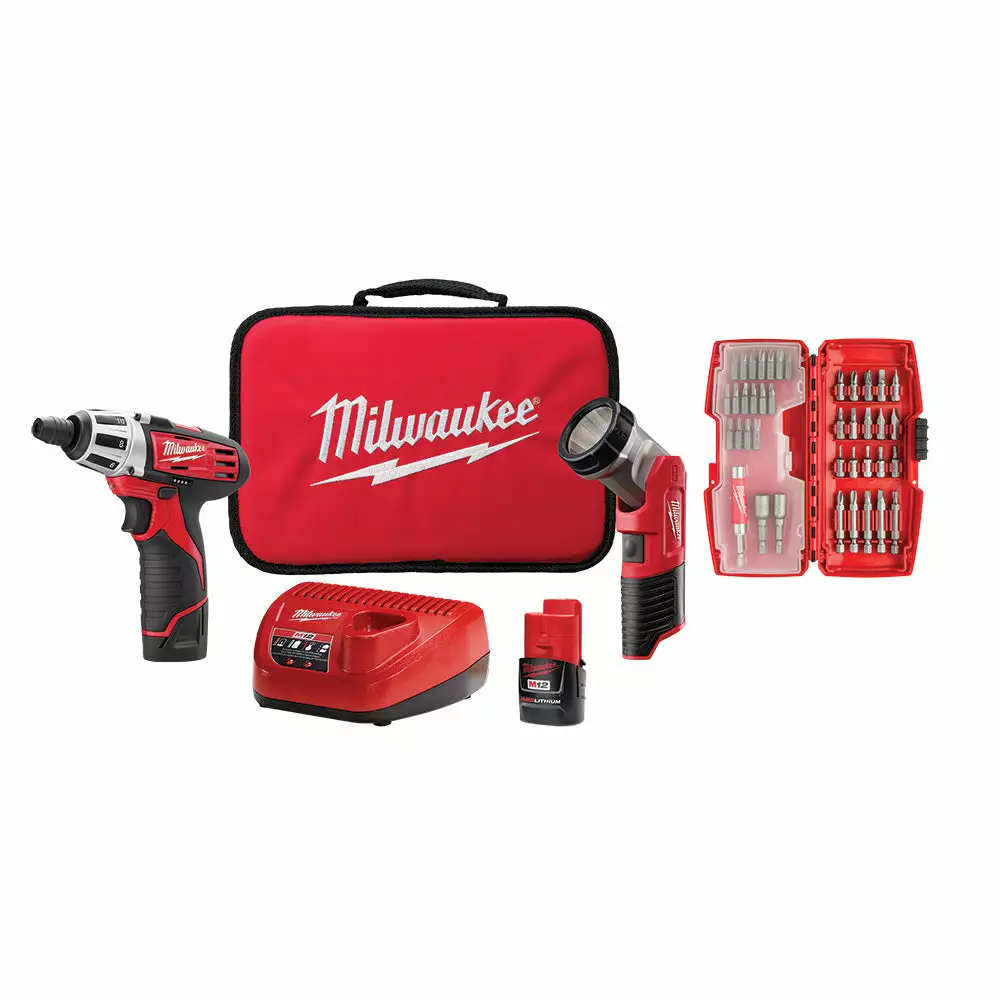 Tools & Equipment Milwaukee 2482-22 M12 12V Cordless Lithium-Ion Screwdriver Flashlight Combo Kit 3 Tools & Equipment Milwaukee 2482-22 M12 12V Cordless Lithium-Ion Screwdriver Flashlight Combo Kit