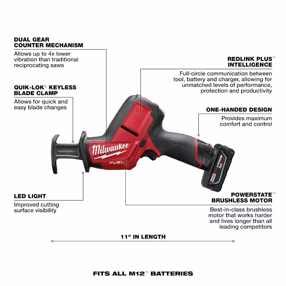 Milwaukee 2520-21XC M12 FUEL 12V HACKZALL Reciprocating Saw Kit 9 Milwaukee 2520-21XC M12 FUEL 12V HACKZALL Reciprocating Saw Kit