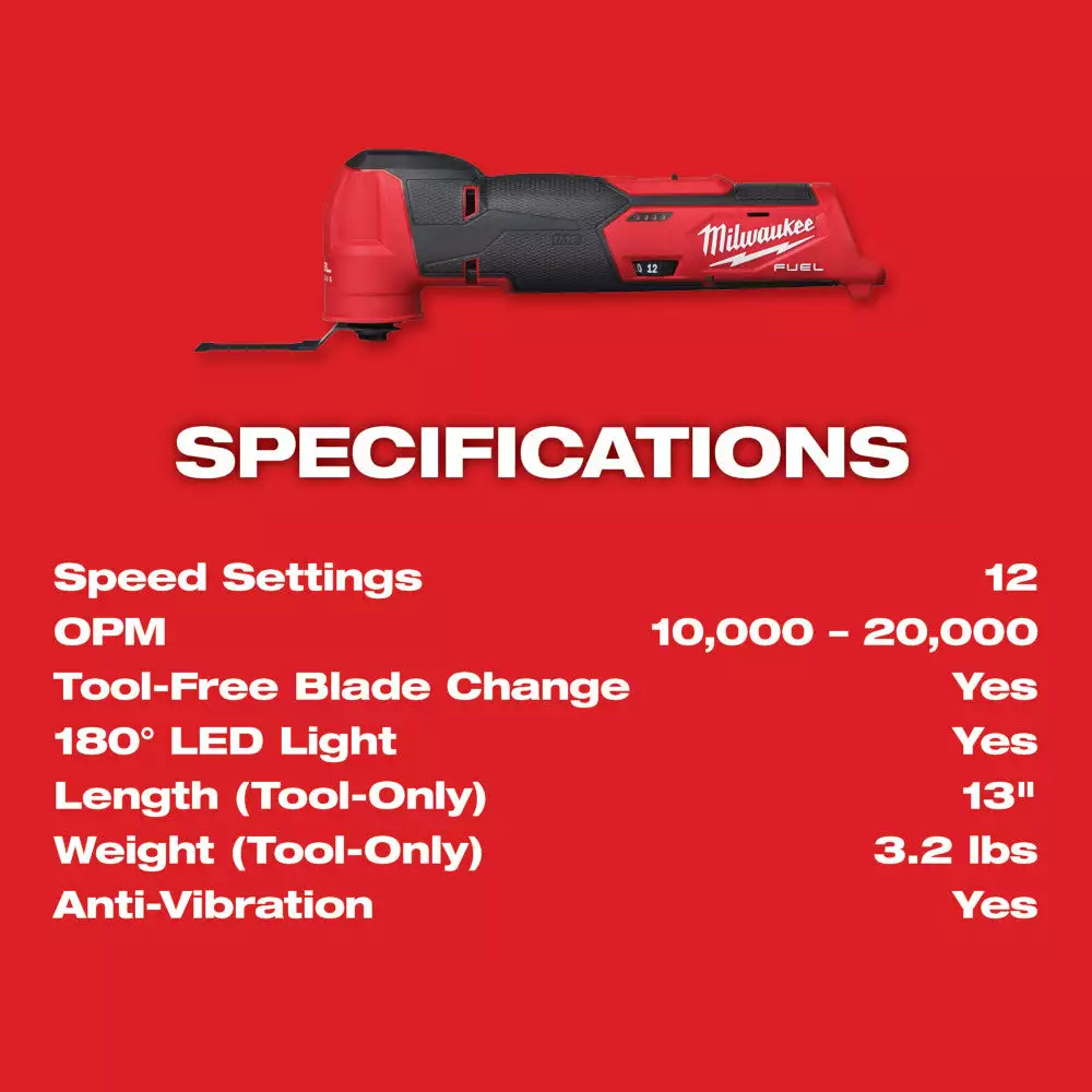 Milwaukee 2526-20 M12 12V Cordless Oscillating Multi-Tool - Bare Tool 9 Milwaukee 2526-20 M12 12V Cordless Oscillating Multi-Tool - Bare Tool